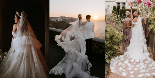 NOLA GREY WEDDING VEIL, Cathedral Veil, Flower veil, ruffle veil,