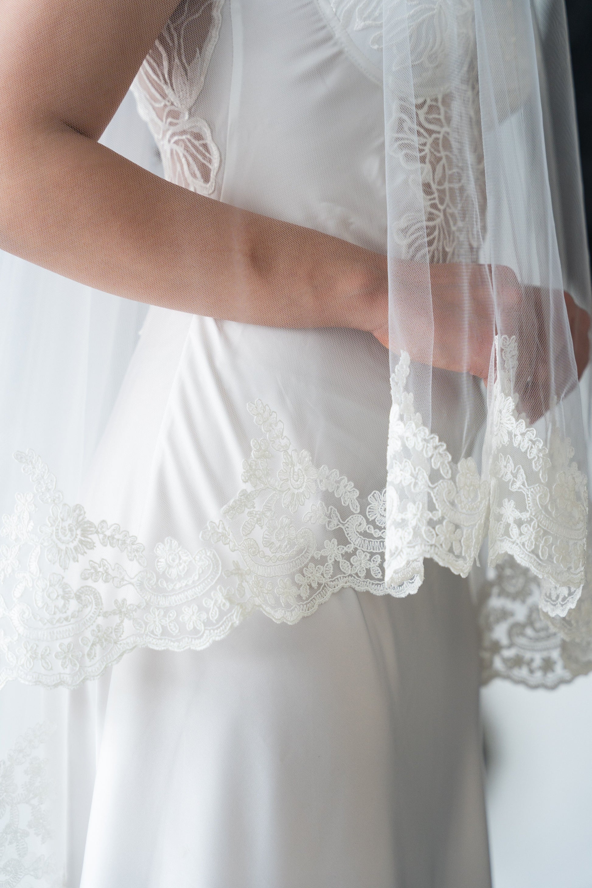 Close up of image of delicate lace trim edging